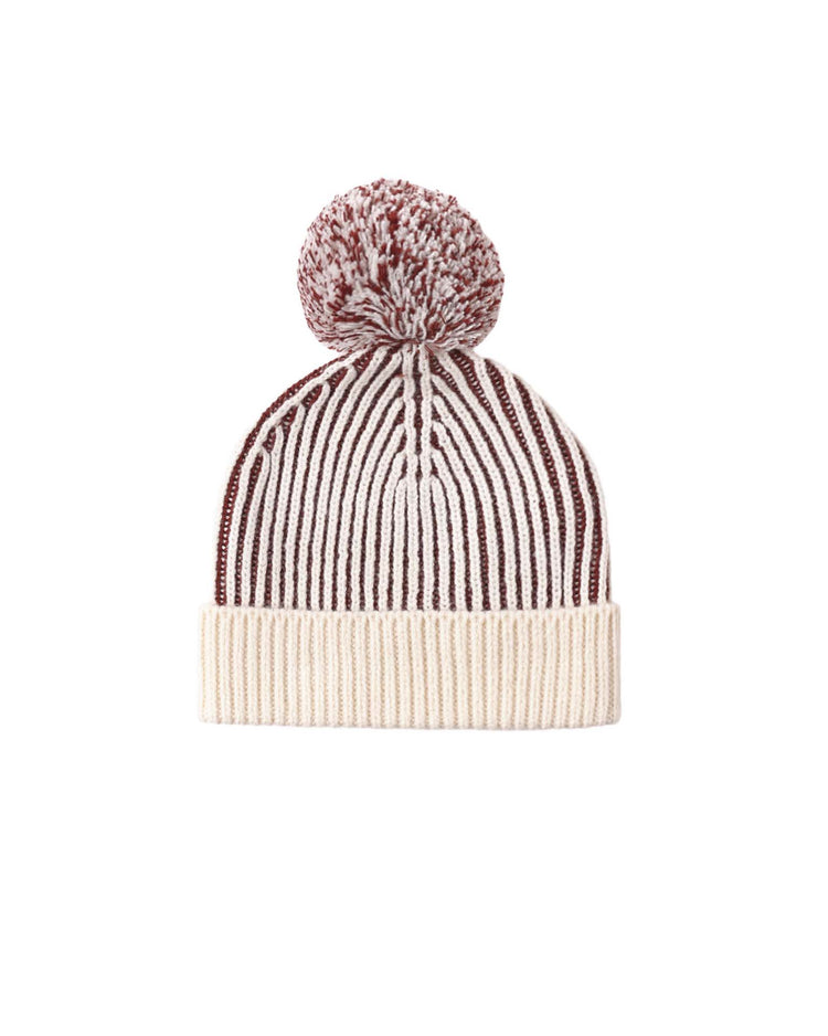 quincy mae beanie in black cherry stripe accessories Little