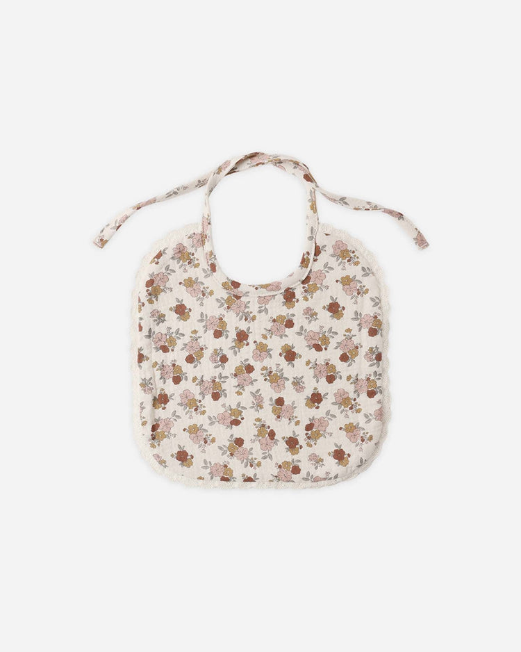 quincy mae woven tie bib in bloom baby Little