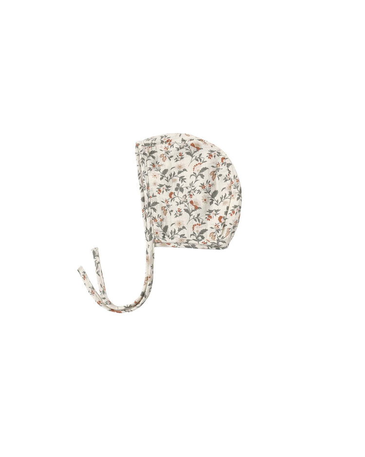 woven baby bonnet in holiday floral