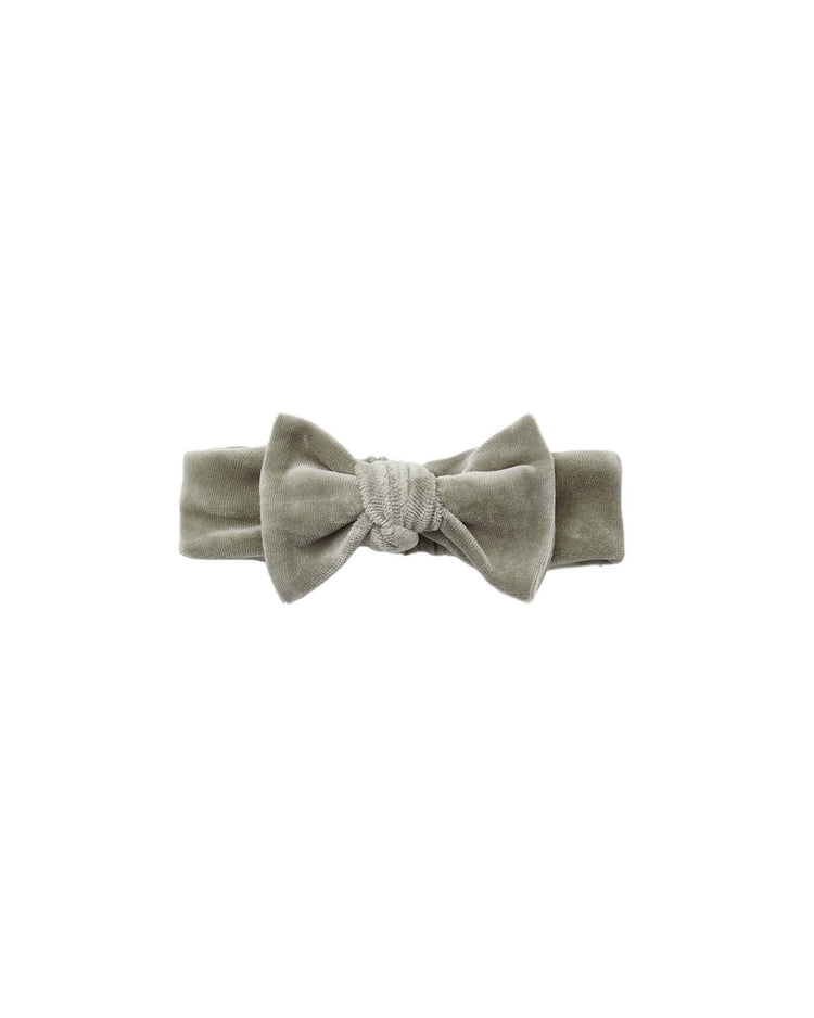 velour bow headband in spruce