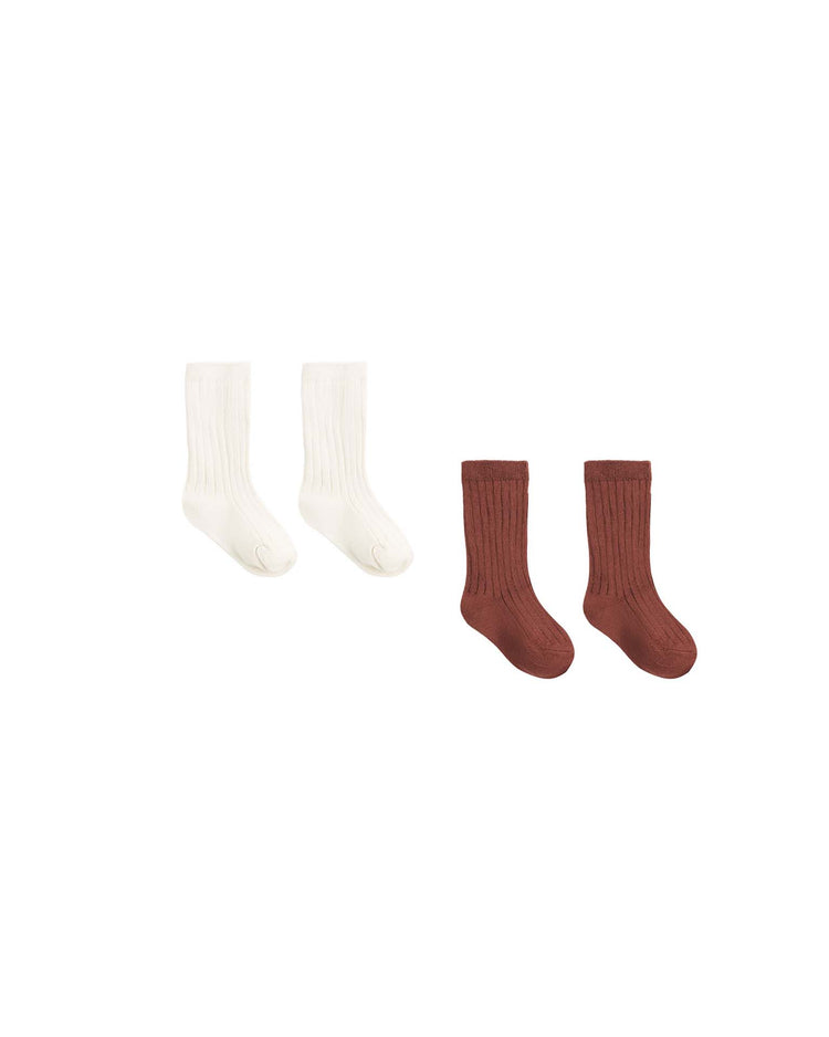 socks set in natural + redwood