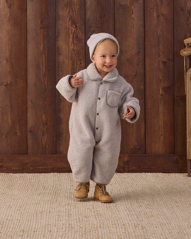 shearling jumpsuit in fog