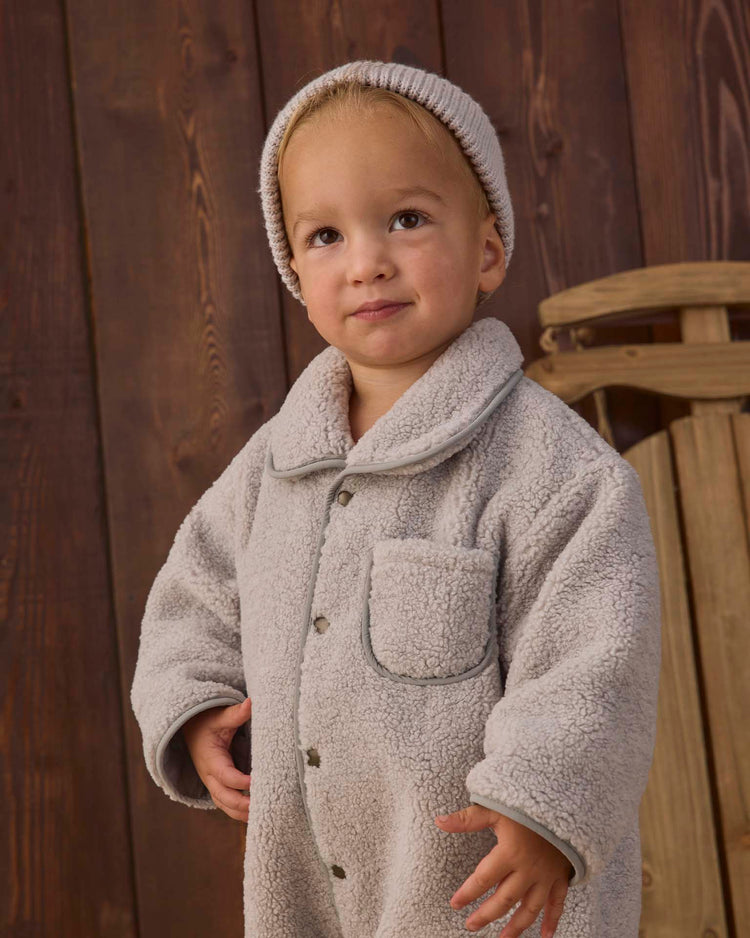 shearling jumpsuit in fog