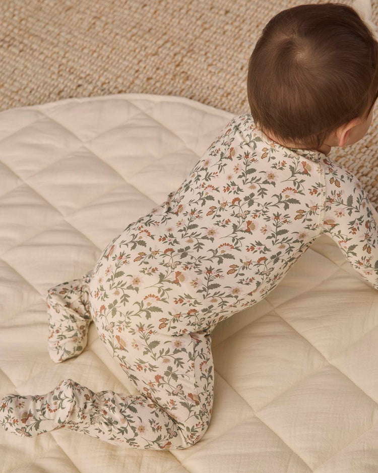 bamboo zip footie in holiday floral