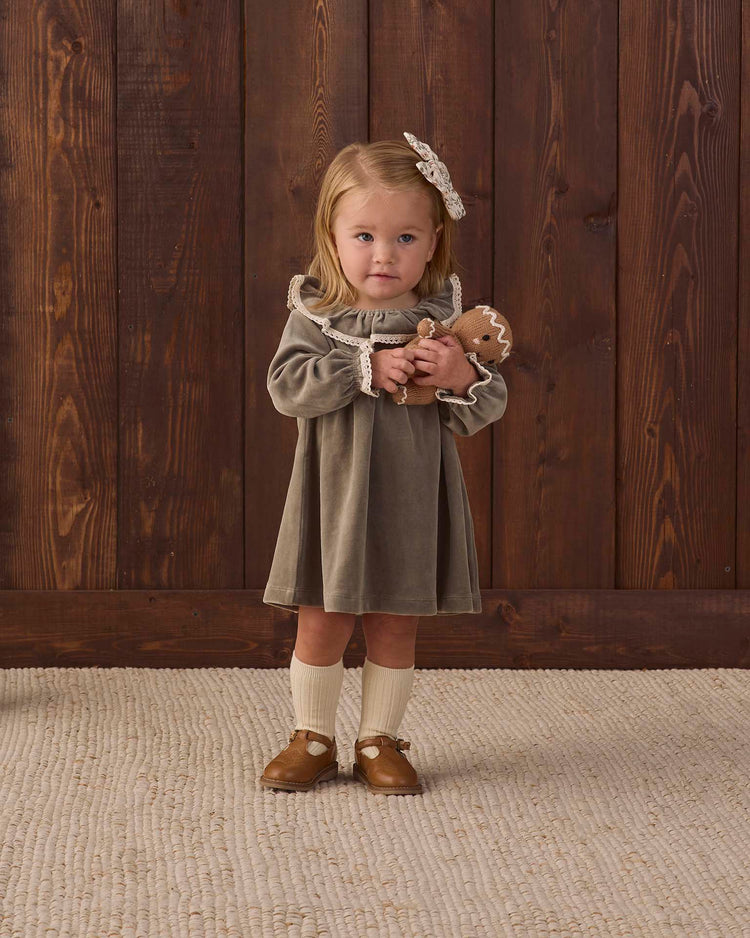 velour baby dress in spruce