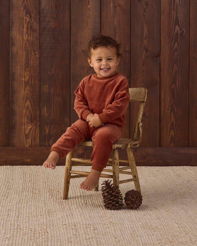 velour relaxed sweatshirt in redwood