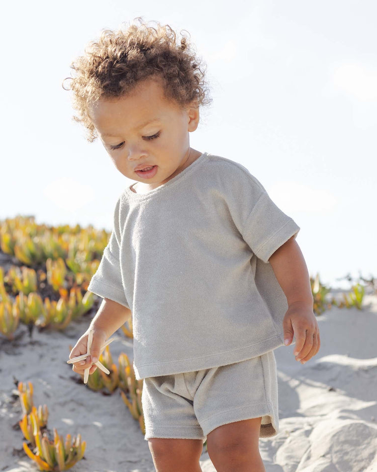 Little quincy mae baby terry tee + short set in sage