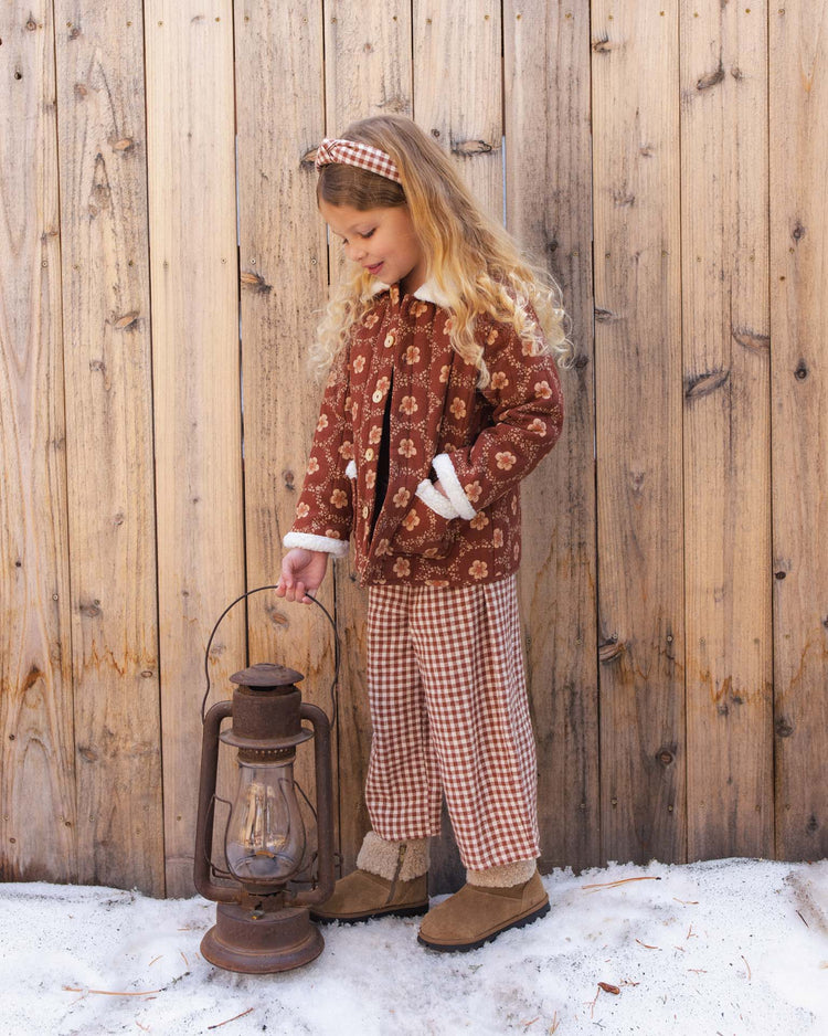 wide leg pant in brick check
