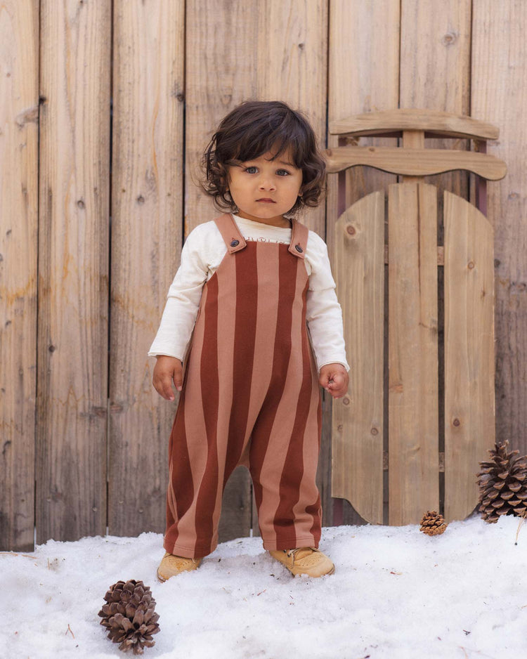asher overalls in brick + clay stripe