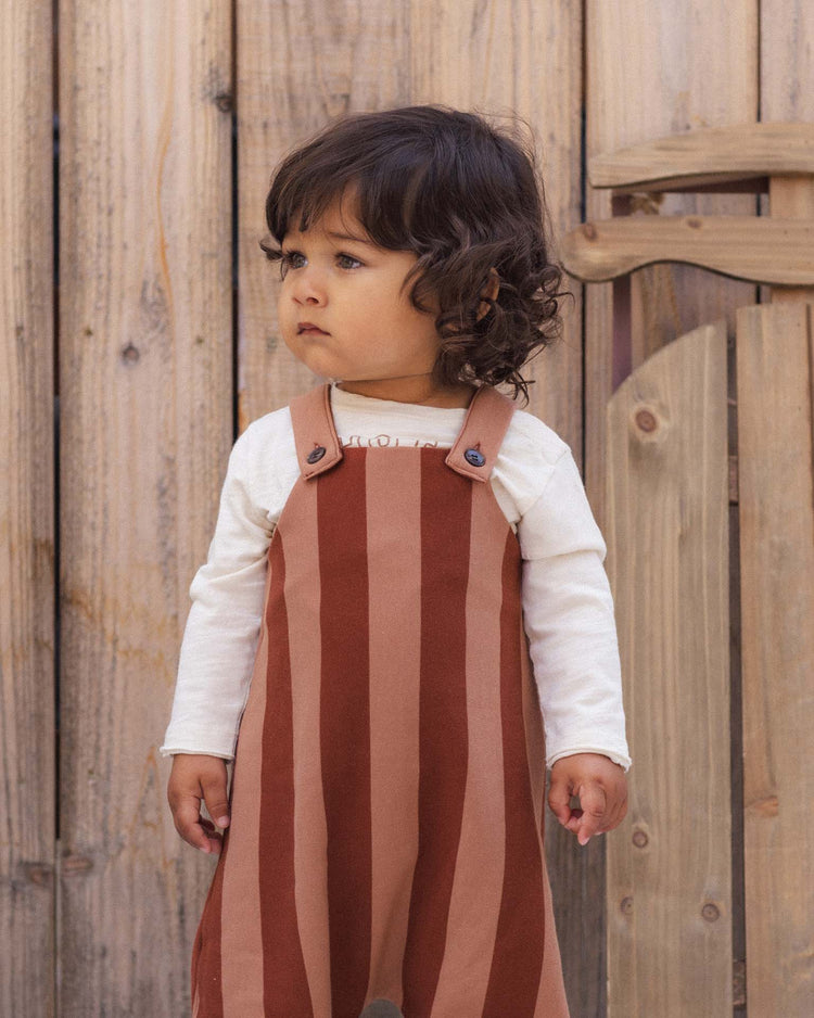 asher overalls in brick + clay stripe