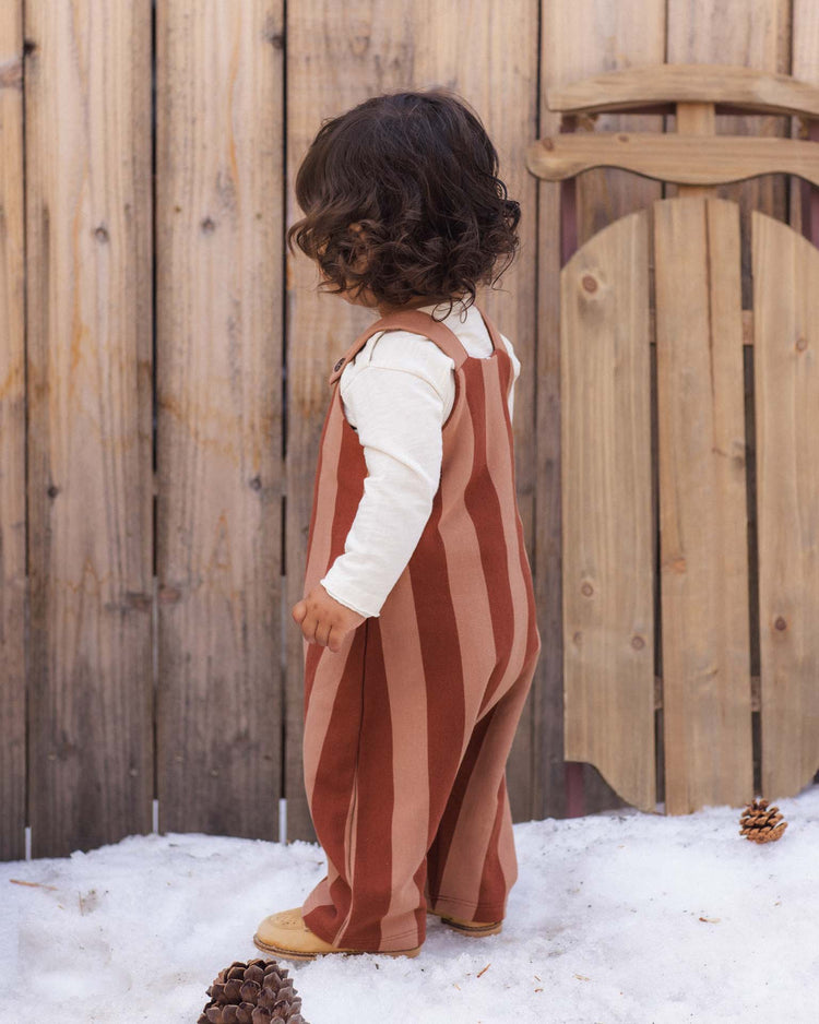 asher overalls in brick + clay stripe