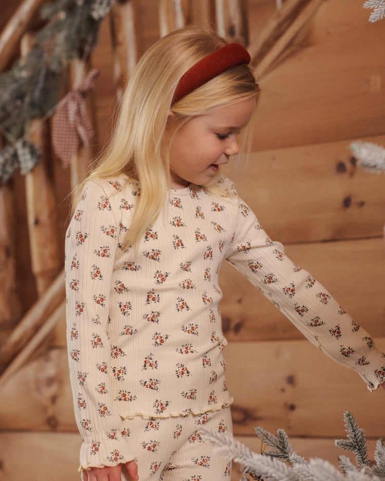 rylee + cru ribbed long sleeve top in ruby bloom kids Little