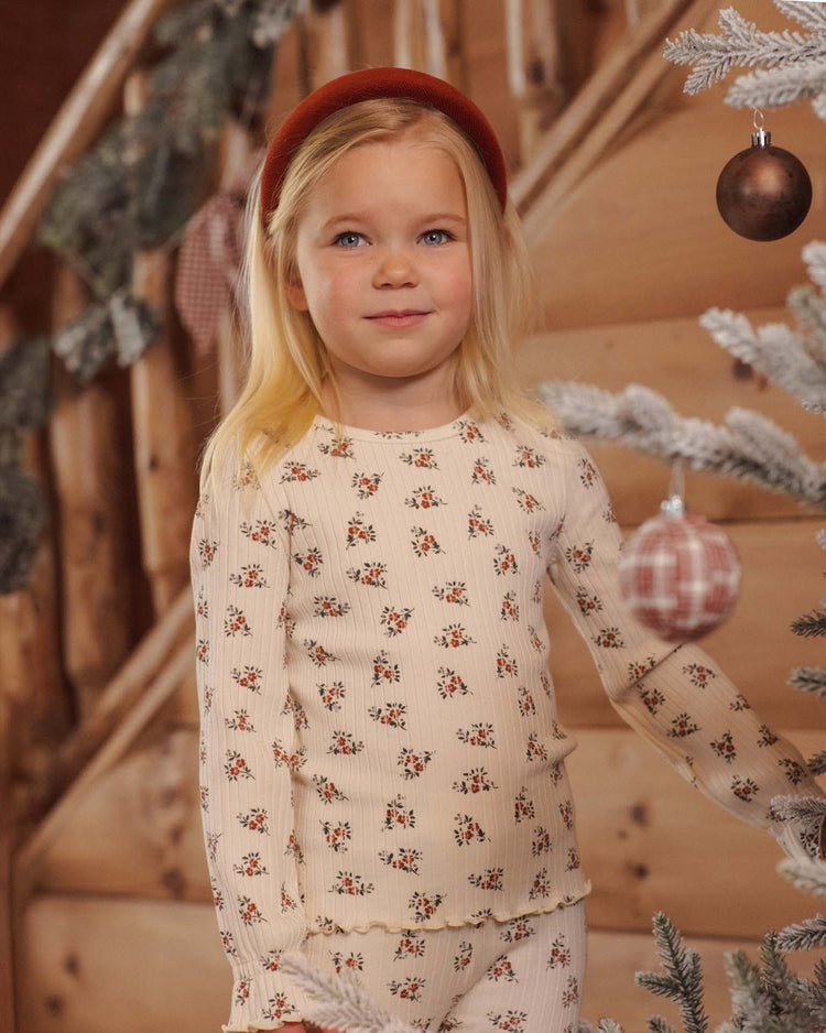 rylee + cru ribbed long sleeve top in ruby bloom kids Little
