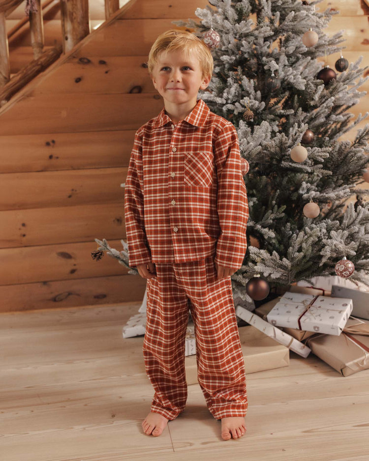 rylee + cru long sleeve pajamas in ruby plaid kids Little