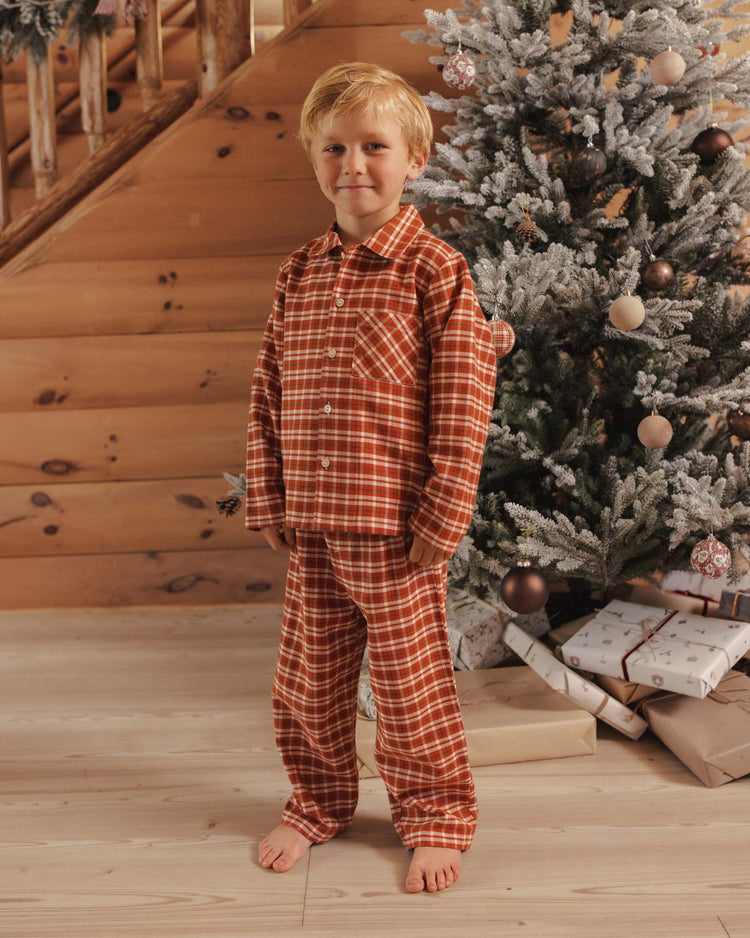 rylee + cru long sleeve pajamas in ruby plaid kids Little