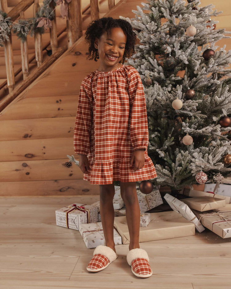 rylee + cru holly nightgown in ruby plaid kids Little