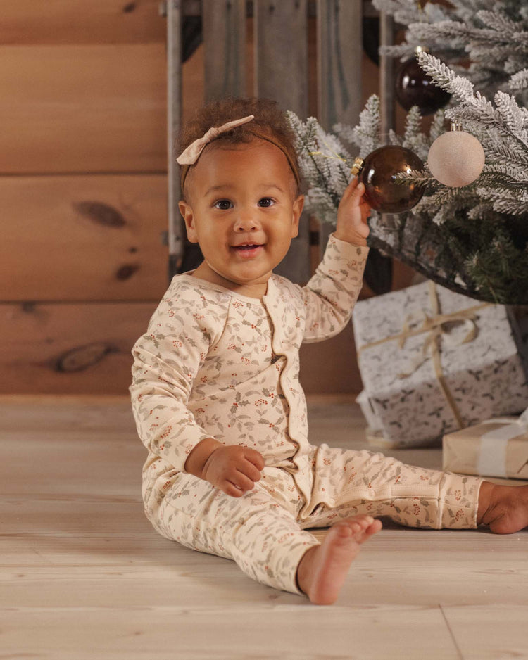 rylee + cru organic long john pajamas in holly fleur baby Little