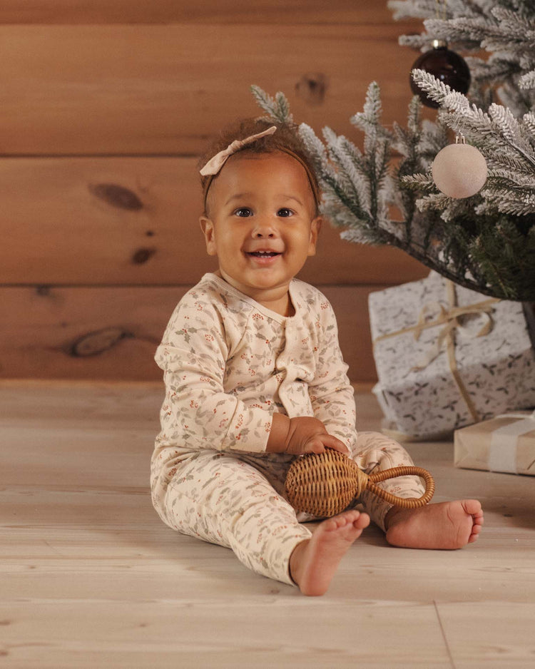 rylee + cru organic long john pajamas in holly fleur baby Little