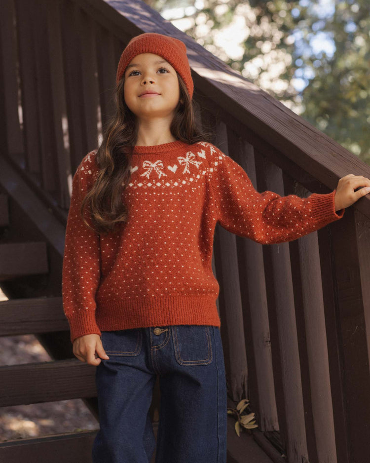 rylee + cru fair isle sweater in ruby kids Little