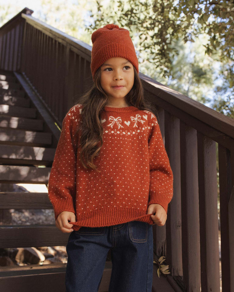 rylee + cru fair isle sweater in ruby kids Little