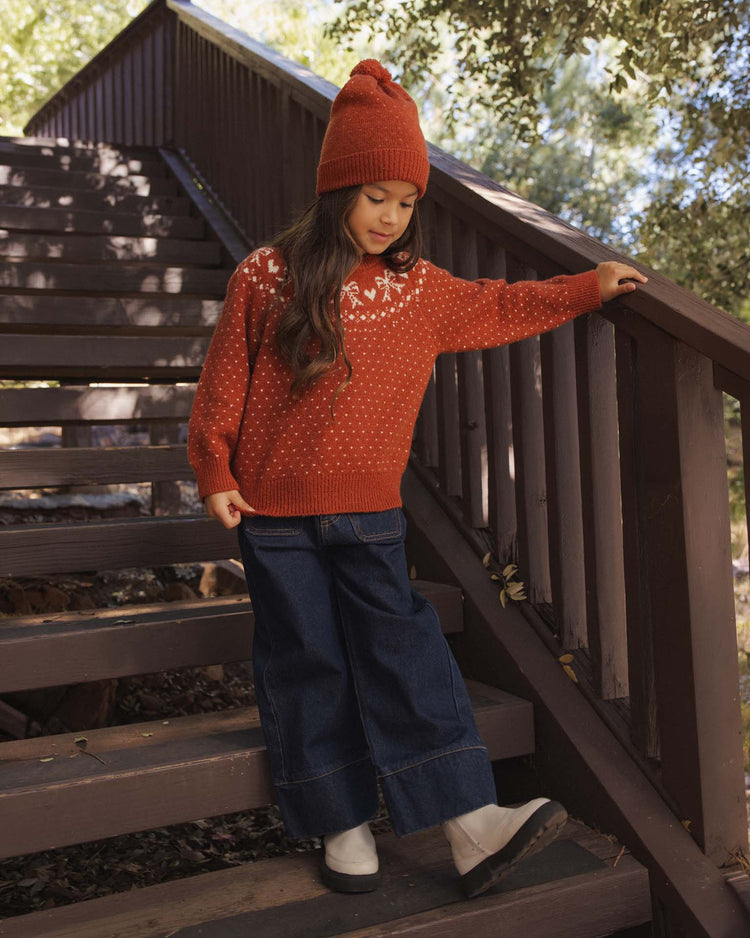 rylee + cru fair isle sweater in ruby kids Little