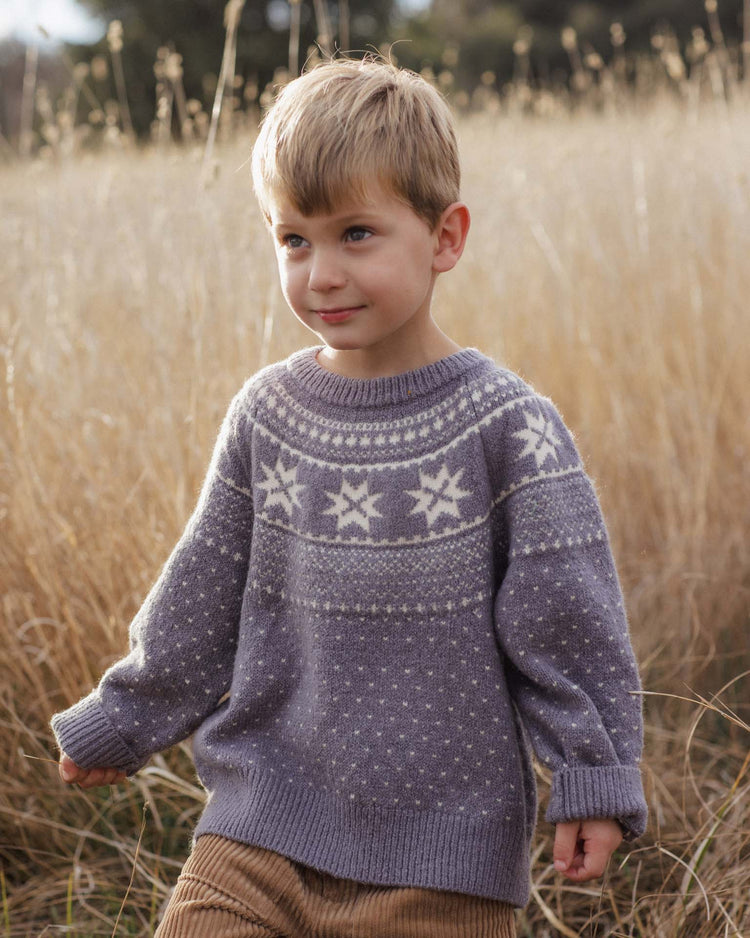rylee + cru fair isle sweater in slate kids Little