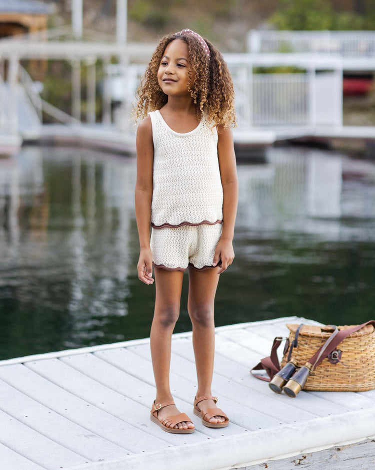 rylee + cru crochet tank set in natural kids Little