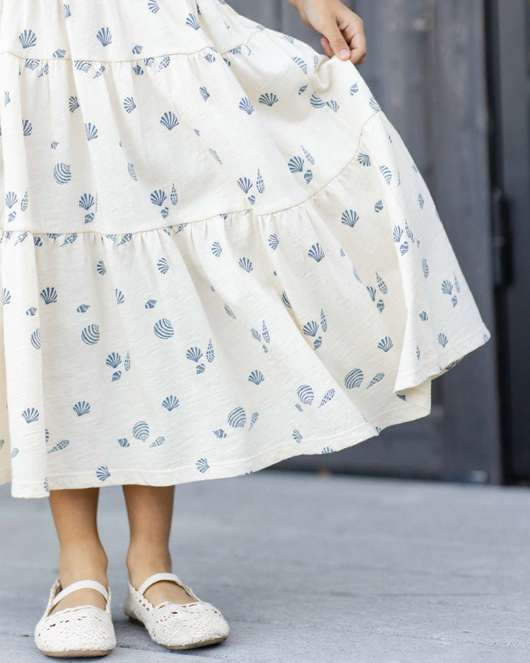 rylee + cru tiered midi skirt in seashells kids Little