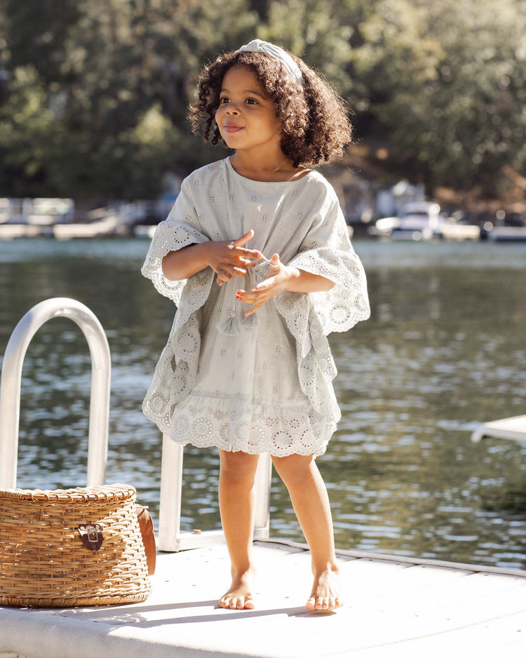 rylee + cru kaftan cover up in seafoam kids Little