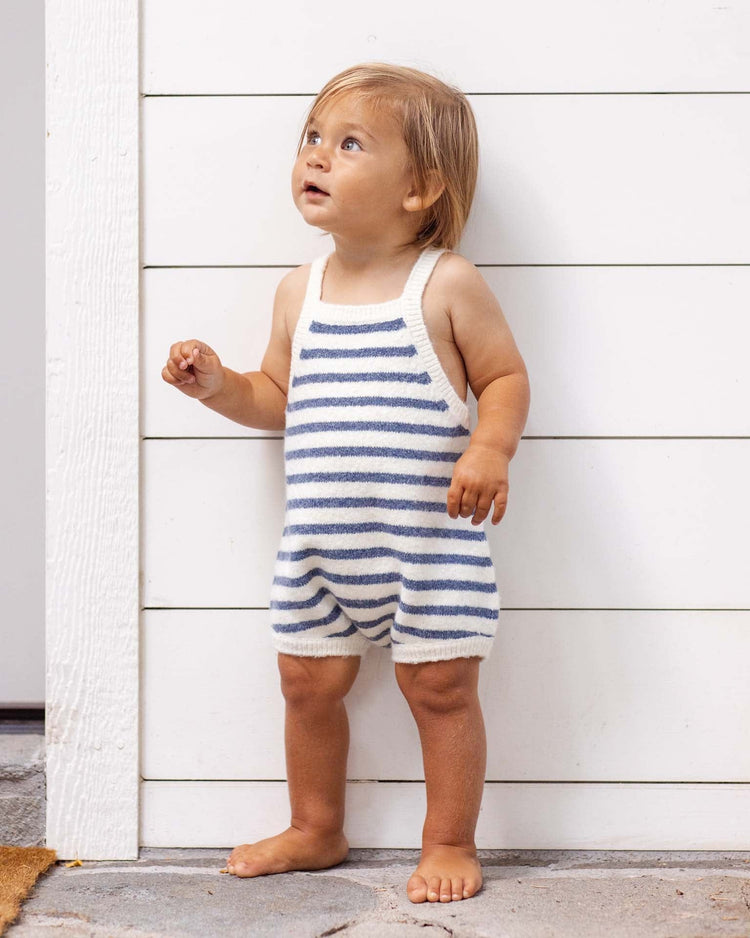 rylee + cru fisher romper in maritime stripe kids Little