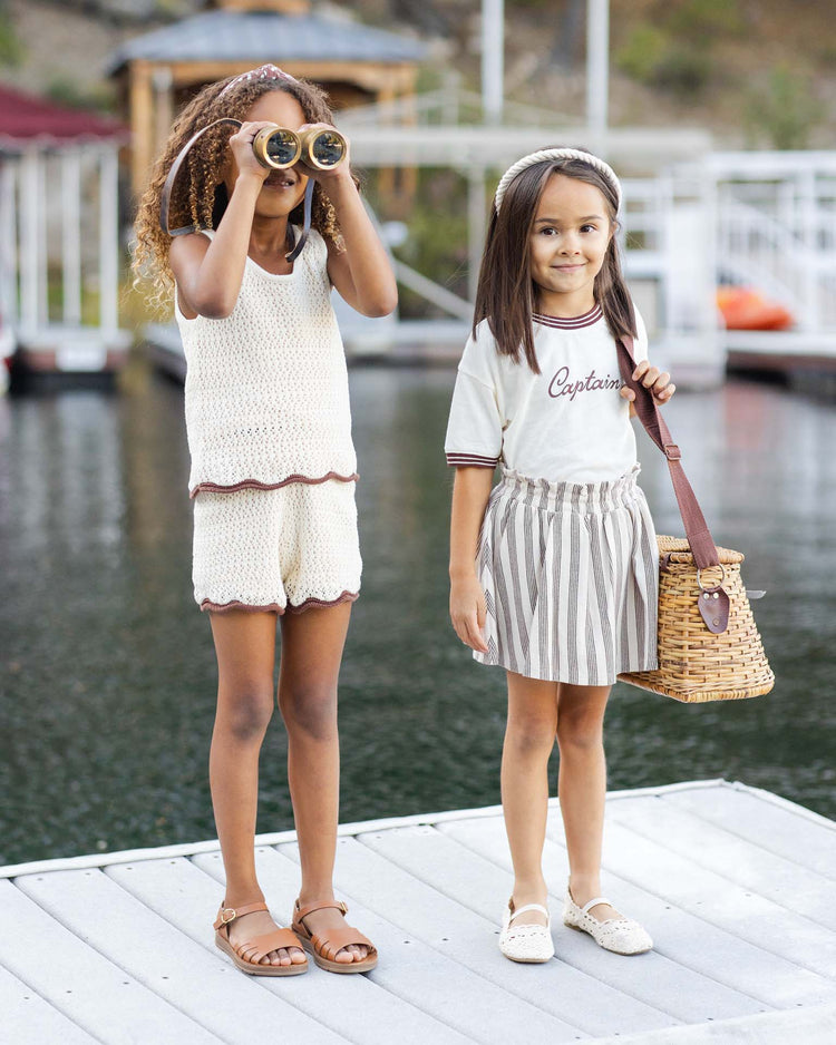 rylee + cru sasha skort in brown stripe kids Little