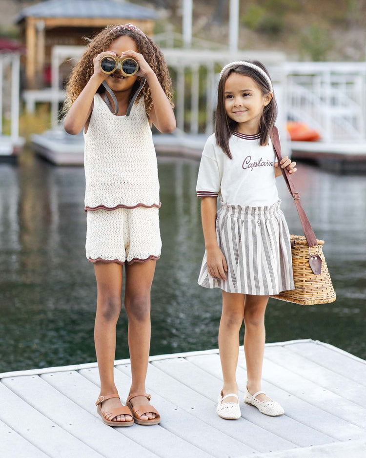 rylee + cru sasha skort in brown stripe kids Little