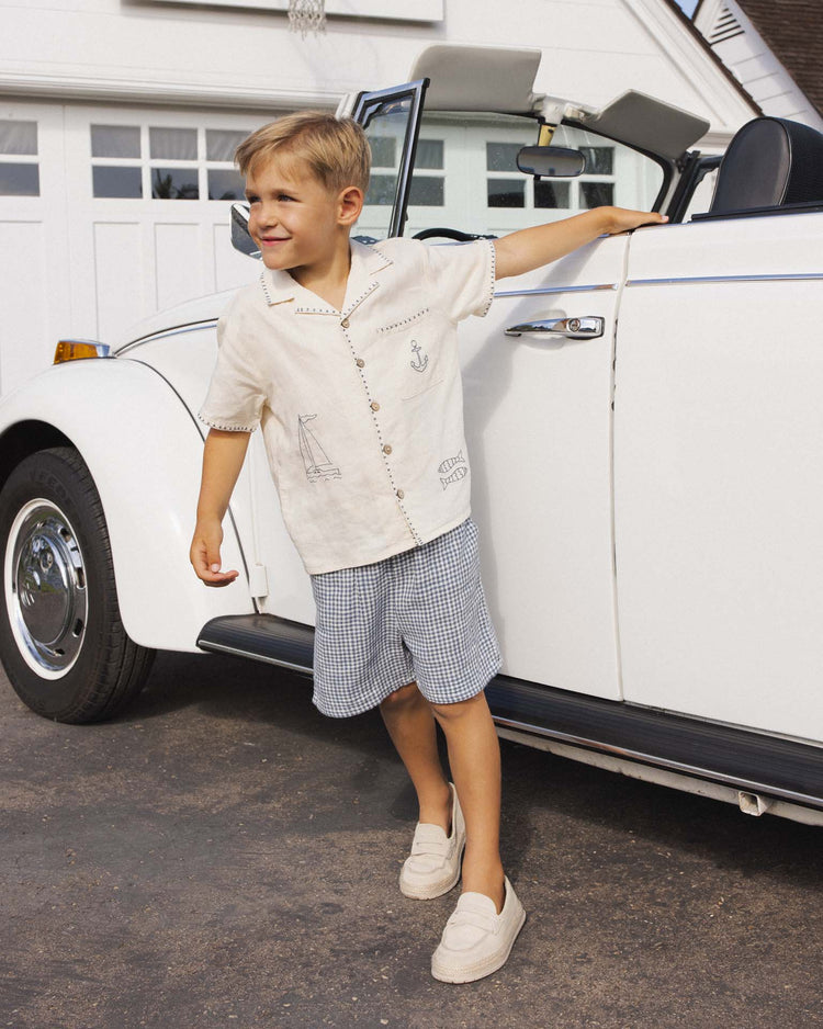 rylee + cru lapel collar shirt in sailor kids Little