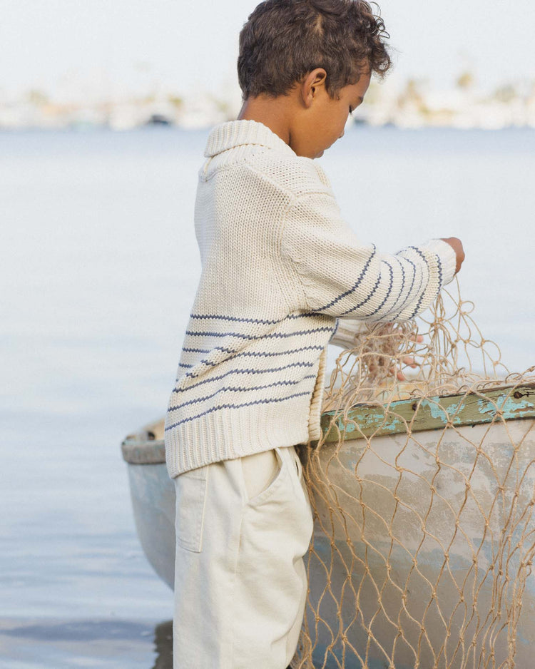 rylee + cru shawl cardigan in natural & marine kids Little