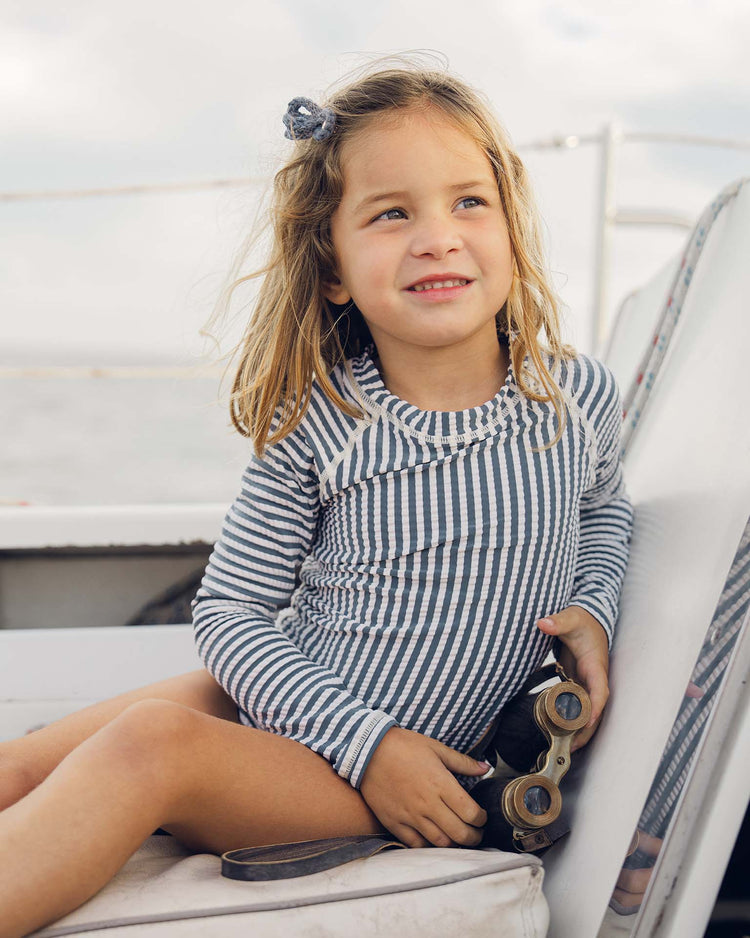 Little rylee + cru kids maryn rashguard set in navy stripe
