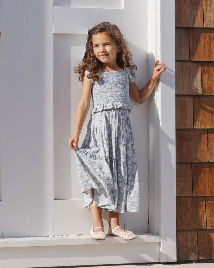 Little rylee + cru kids tiered midi skirt in hydrangea