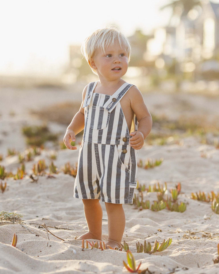 Little rylee + cru kids denim shortall in navy stripe