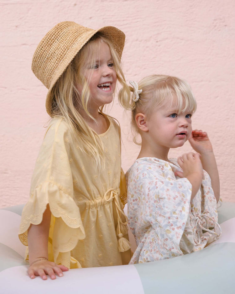 rylee + cru kaftan cover up in lemon kids Little