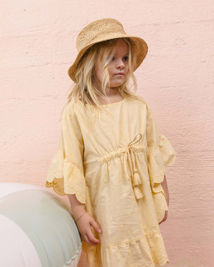 rylee + cru kaftan cover up in lemon kids Little