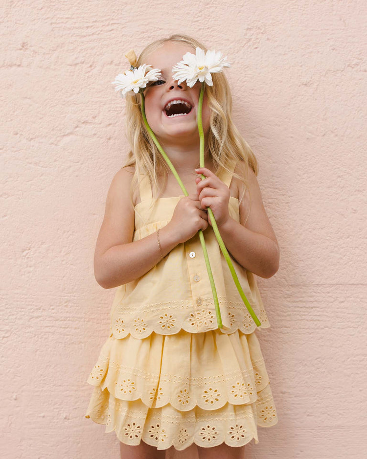 rylee + cru rose mini skirt in lemon kids Little