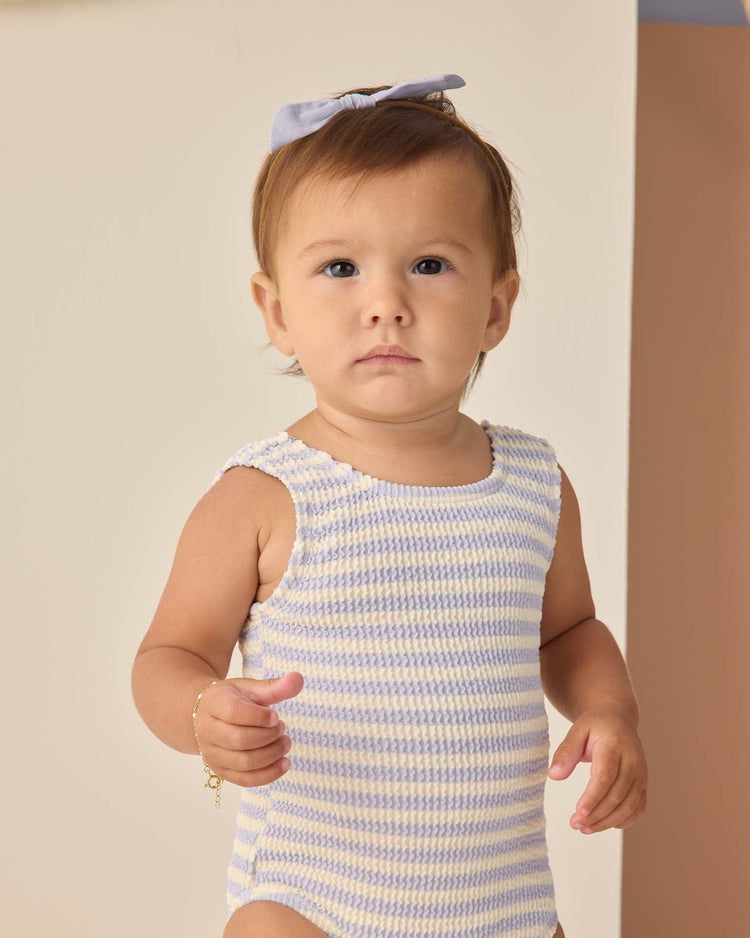 rylee + cru moxie one - piece in periwinkle stripe kids Little