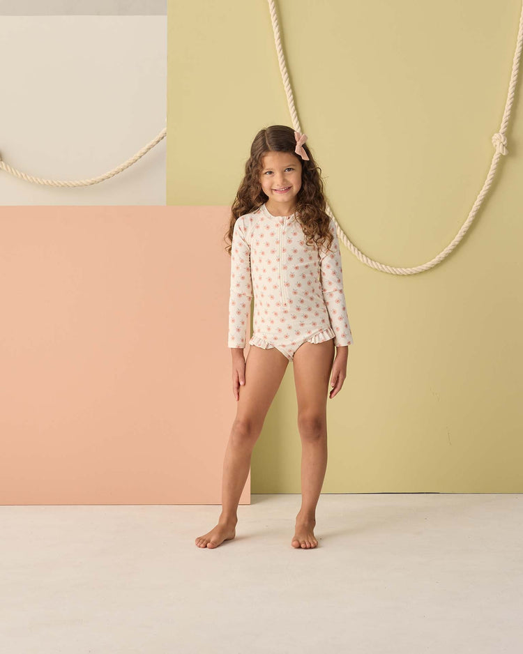rylee + cru rashguard one - piece in peaches kids Little