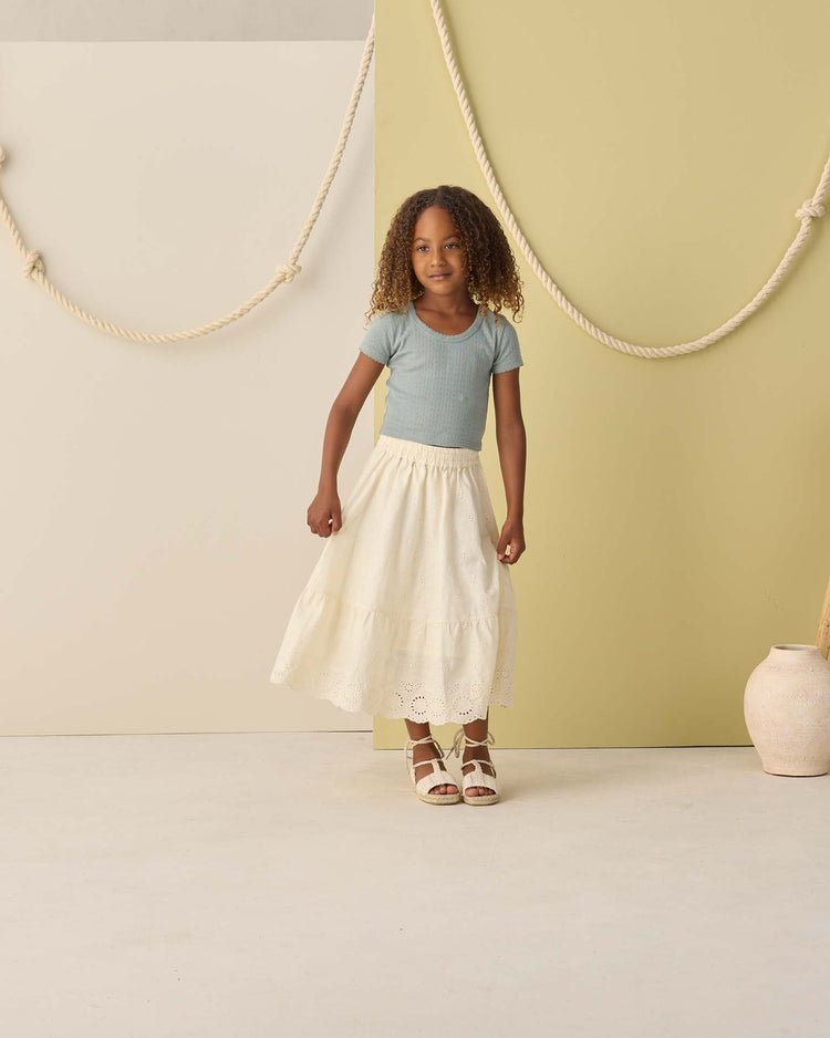 rylee + cru pointelle tee in sea green kids Little