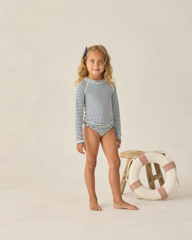 Little rylee + cru kids maryn rashguard set in navy stripe