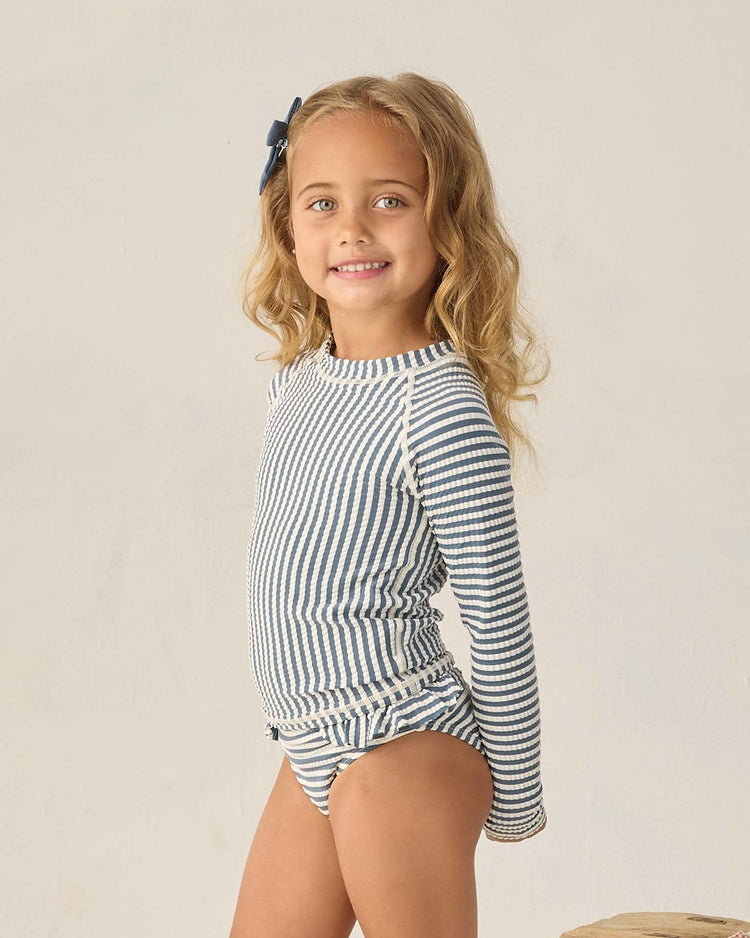 Little rylee + cru kids maryn rashguard set in navy stripe