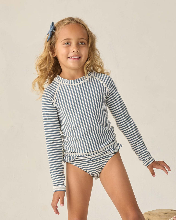 Little rylee + cru kids maryn rashguard set in navy stripe