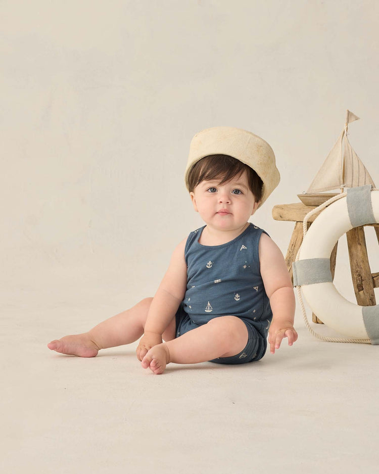 Little rylee + cru kids sleeveless one-piece in maritime