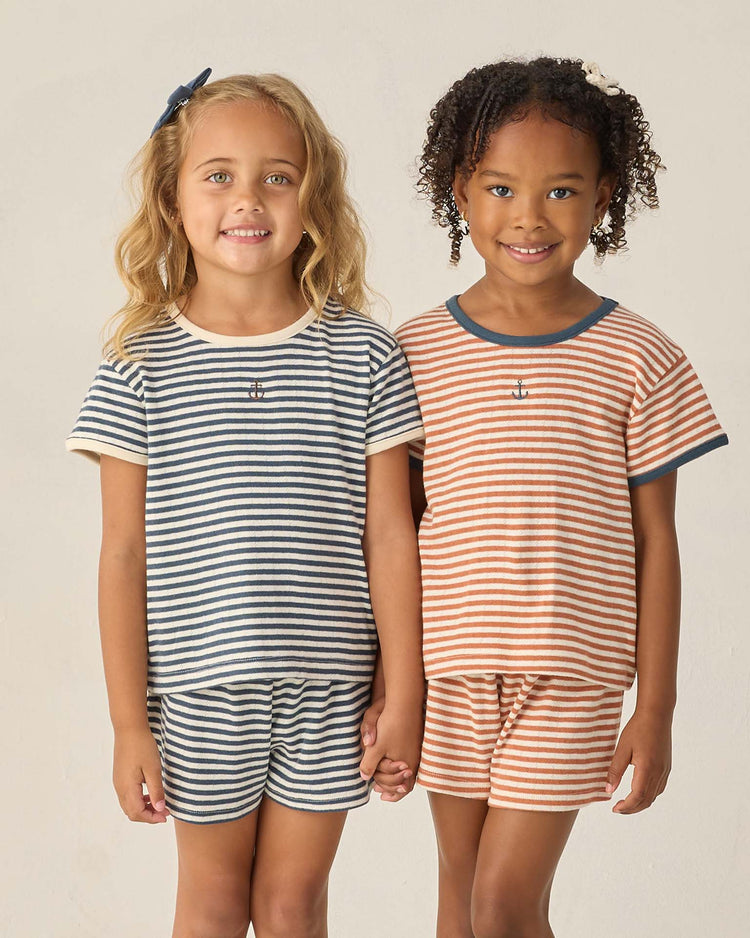 Little rylee + cru kids pointelle shorts in poppy stripe
