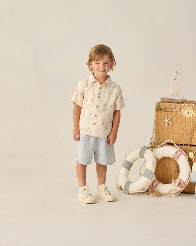 Little rylee + cru kids collared short sleeve shirt in sail