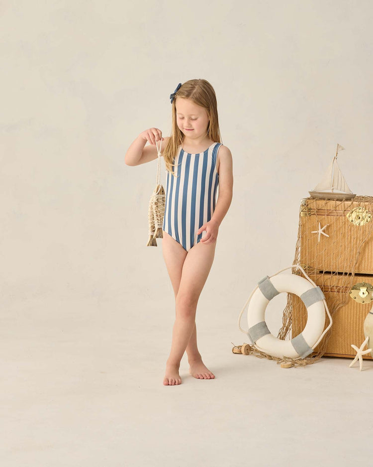 Little rylee + cru kids moxie one-piece in navy stripe